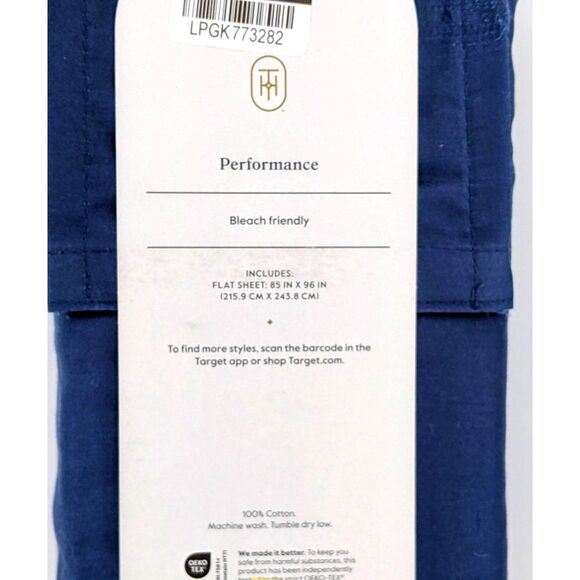NEW Threshold FULL 400 Thread Count Performance Flat Sheet Metallic Blue NWT - Picture 2 of 2